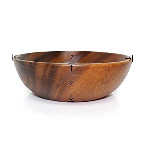 WRIGHTMART Wood Bowl, Set of 4 Bowls for Food, Salads, Pasta, Cereals, Nachos, Chips, Trail and Nut Mixes, Rustic Durable Hand Crafted Acacia Dining WRIGHTMART