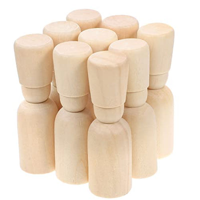 MILISTEN 20 Pack Unfinished Wooden Peg Dolls with Hat, Family Peg People Doll Bodies, Natural Decorative Wood Shapes Figures for Painting, Craft Art