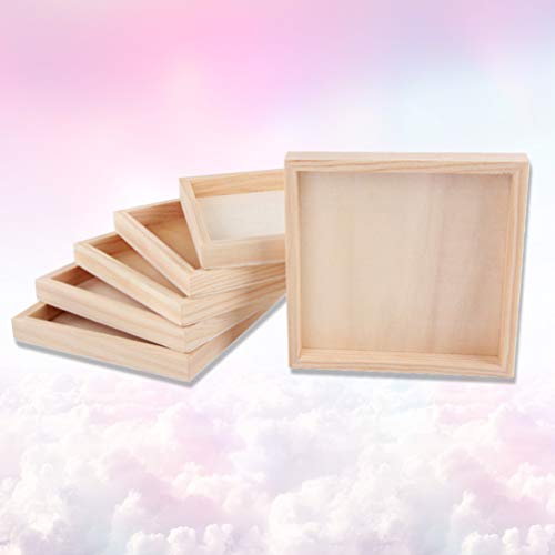 Homoyoyo Square Serving Tray 18Pcs Unfinished Wood Panels Tray Small Wood Serving Tray for Crafts Wooden Panel Boards for Painting Pouring Arts Blank Homoyoyo