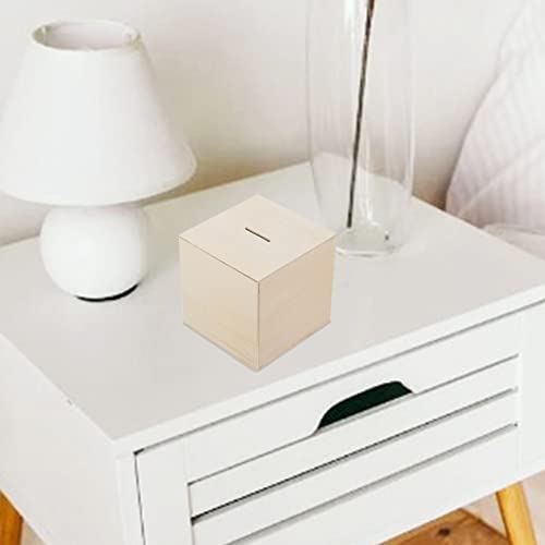 Toyvian 3Pcs DIY Unfinished Wooden Piggy Bank Wood Coin Bank Wood Change Box Paint Decorate Assembly Box Craft Kits for Kids Adult Gift Table Toyvian