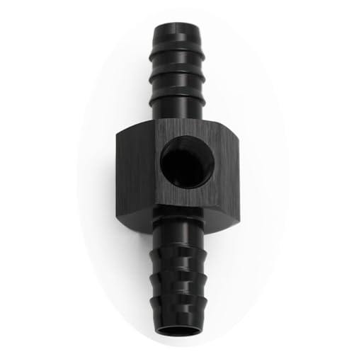 KRD PERFORMANCE 5/16 Barb to 5/16"(8mm) Barb with 1/8" NPT Sensor Gauge Port Hose Tube Fitting Fuel Pressure Take Off Adaptor Aluminum Black KRD PERFORMANCE