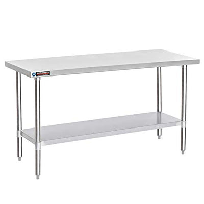 Food Prep Stainless Steel Table - DuraSteel 30 x 72 Inch Commercial Metal Workbench with Adjustable Under Shelf - NSF Certified - For Restaurant,