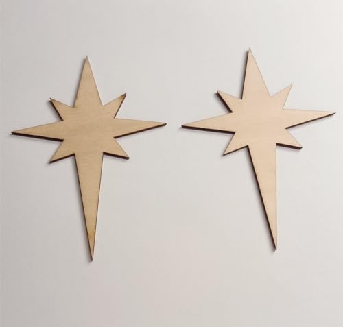 Set of 15 North Star Wood Blanks,Nativity Bethlehem Unfinished Wood Sta for Craft Supplies (4'') RUIXUAN