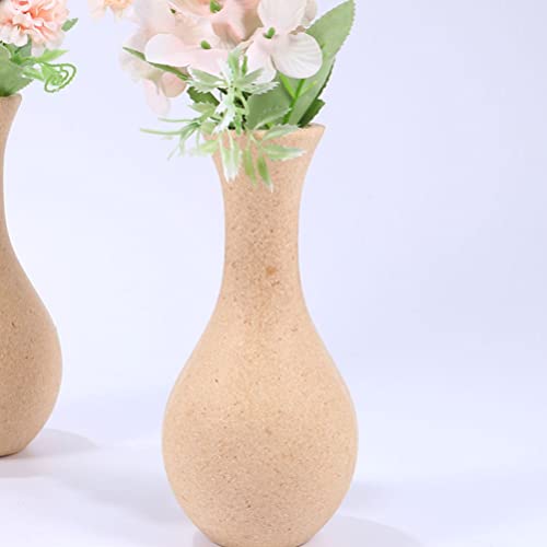 Happyyami 4pcs Unfinished Wood Vase Blank Flower Vase Bud Vase Paint Your Own Vase Natural Flower Container for DIY Hand Painting Flower Craft Kit Happyyami