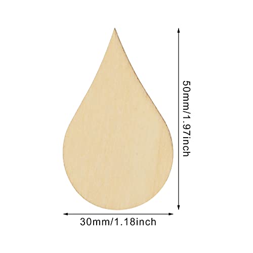 Honbay 40PCS Unfinished Wood Slices Blank Water Drop Shape Discs Wooden Embellishments for Painting DIY Crafts and Home Decoration HONBAY