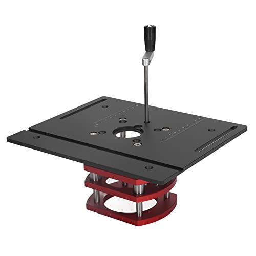 Alvinlite Router Lift Kit Manual Lifting Router Lift System Kit Router Table Saw Insert Base Plate for Router Plates and Lift Systems(Black) Alvinlite