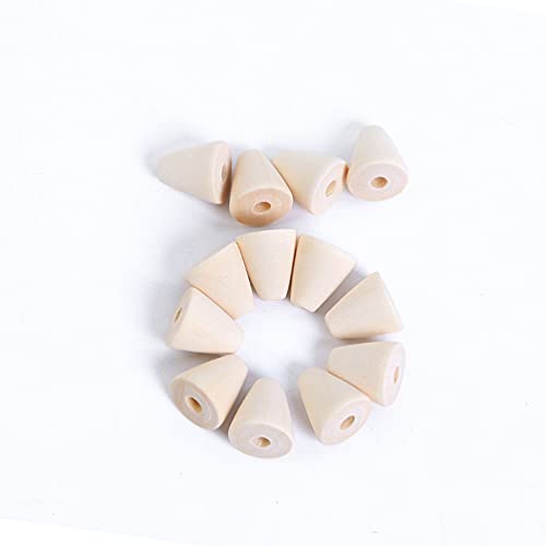 50 Pcs Natural Geometric Cone Shaped Wood Beads Unfinished Wooden Spacer Beads for Jewelry Bracelet Necklace DIY Craft Making, 14 x 16mm Teensery