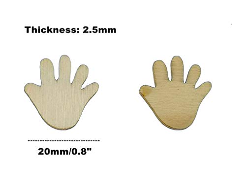 Kinteshun Natural Wood Unfinished Cutout Veneers Slices for Patchwork DIY Crafting Decoration(100pcs,Hand Shape) Kinteshun