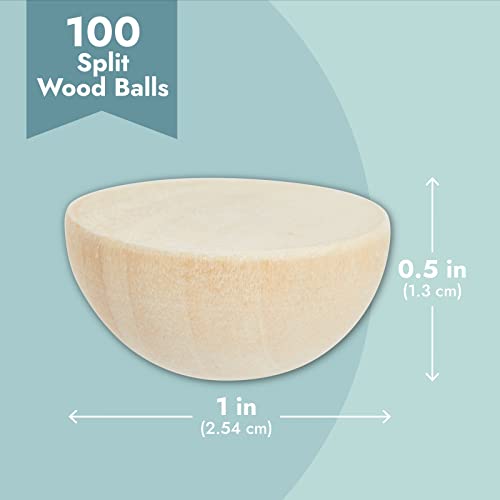 Juvale 100 Pack Half Wooden Spheres for Crafts, 1-Inch Split Wood Balls for Home Decor, Gnome Noses Juvale