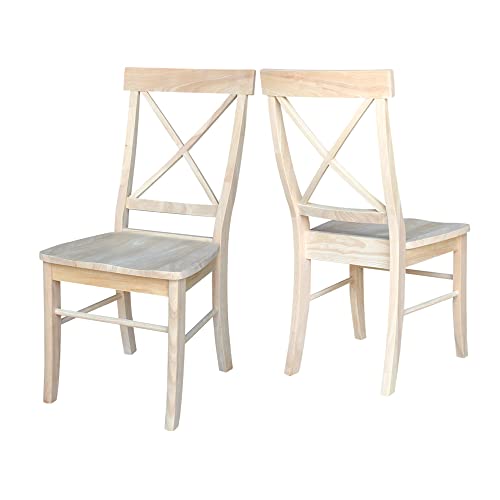 International Concepts Pair of X-Back Dining Chairs, Unfinished Wood IC International Concepts