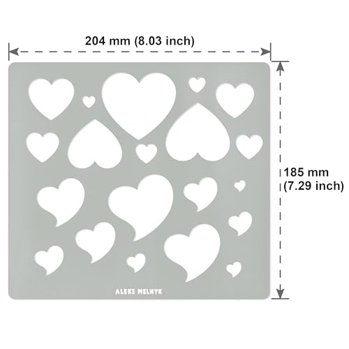 Aleks Melnyk #203 Metal Stencil for Jewelry, Shape Earring Heart Cutouts Stencil, Lapidary Template for Cabochons, Jewelry Making Templates, - WoodArtSupply