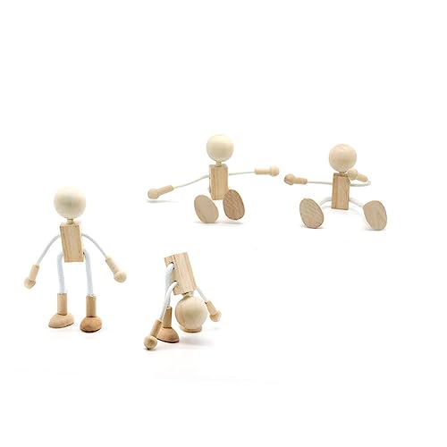 COHEALI 16 Pcs Painting Doll Figurine Wood Peg Dolls DIY Wood Toys Unfinished Robot Mannequin Unfinished Marionette Puppet DIY Peg Dolls Robots COHEALI