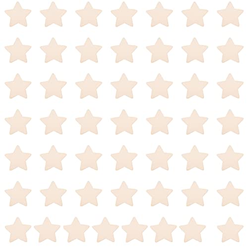 BESPORTBLE 50Pcs Unfinished DIY Wood Chips, Star Shaped DIY Graffiti Slices, Wooden Crafts to Paint BESPORTBLE