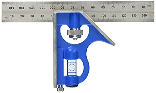 Empire Level E255M 6-Inch Pocket Combination Square With Stainless Steel Blade, Metric Graduations and True Blue Vial Empire Level