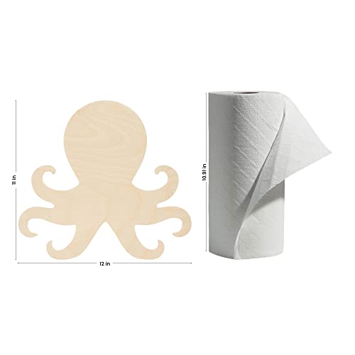 Wood Octopus Cutout 11 x 12 inches, Pack of 2 Unfinished Wood Door Hanger Cutout, Wooden Animals for Crafts & Summer, by Woodpeckers Woodpeckers