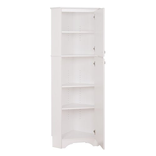Prepac Elite 29.25" Tall White Corner Cabinet with Two Doors and Adjustable Shelves Prepac