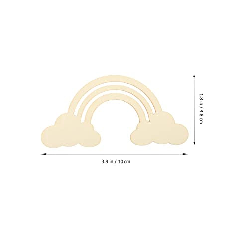 20pcs Rainbow Wood Cutout Unfinished Wooden Rainbow Unpainted Rainbow Slices Rainbow Cloud Pieces DIY Blank Graffiti Rainbow with Hemp Rope for Craft SEWACC
