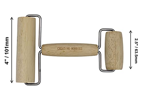 Creative Hobbies Hardwood Pony Roller - 2 in 1 Design Dual Roller Tool for Ceramic, Pottery Clay Working, Rhinestone Embroidery Diamond Painting, Creative Hobbies
