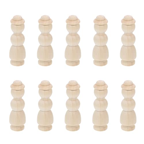 Ciieeo 10pcs Log Villain Montessori Peg Dolls Unpainted Peg Doll DIY Peg People Doll Toy Unfinished Peg Dolls Figurines for Kids DIY Wood Figures Ciieeo