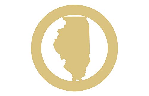 Circle Frame State Cutout Unfinished Wood Door Hanger Everyday Home Decor MDF Shape Canvas Style 1 (12", Illinois) Diverse Woodworking