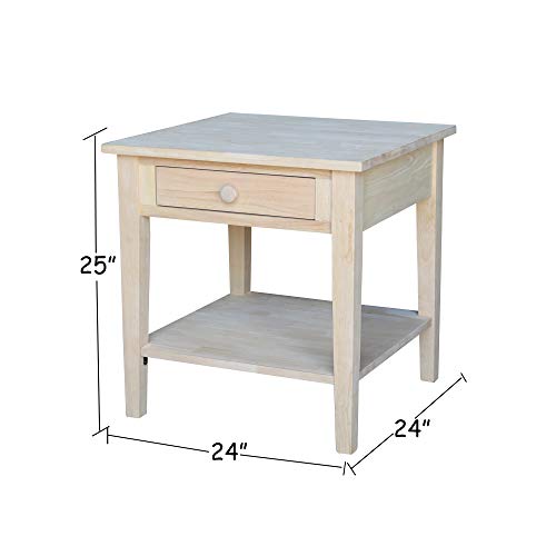 IC International Concepts Spencer End Table, 24 in W x 24 in D x 25 in H, Unfinished IC International Concepts