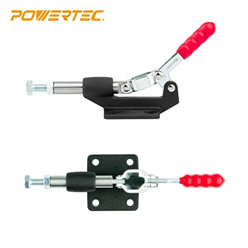 POWERTEC 1PK Toggle Clamp, 500lbs Holding Capacity, 305CM Quick Release Push/Pull Clamp for Woodworking Jigs and Fixtures, Pocket Hole Jigs, Welding, POWERTEC