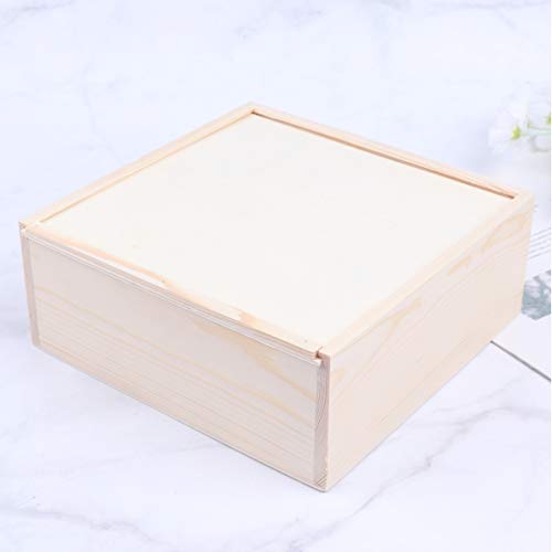Kisangel 1Pc Gift Box With Lids Sliding- Lid Wooden Boxes Decorative Storage Boxes Wooden Unfinished Storage Box for Birthday Party (20 * 20 * 8) Kisangel