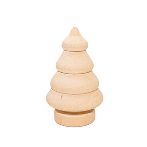 SEWACC Wood Decor 10pcs Unfinished Wooden Christmas Trees Mini Wood Christmas Trees Blank Wood Xmas Tree Wooden Dolls for DIY Arts Crafts Drawing SEWACC