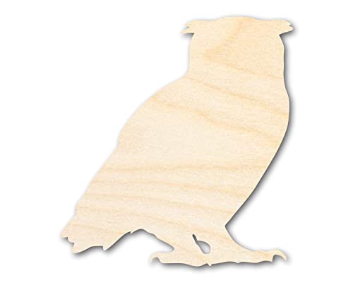 Unfinished Wood Horned Owl Shape - Craft - up to 36" DIY 3" / 1/8" 24 Hour Crafts