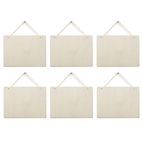 6 Pack Blank Wooden Plaque Rectangle Unfinished Wood Sign Decorative DIY Crafts Signs for Wreath Home Door Wall Art Decoration, 8.8x6.7 Inches Creaides