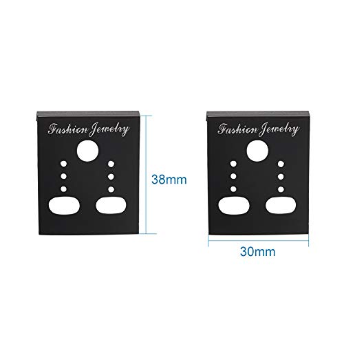 Pandahall 100pcs Rectangle Plastic Earring Ear Stud Display Cards Black Jewelry Velvet 1.49x1.18 Inch PH PandaHall