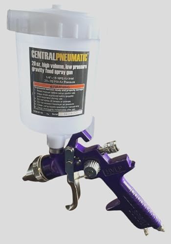 Central Pneumatic 47016 High Volume Low Pressure Gravity Feed Spray Gun, 20 oz Central Pneumatic