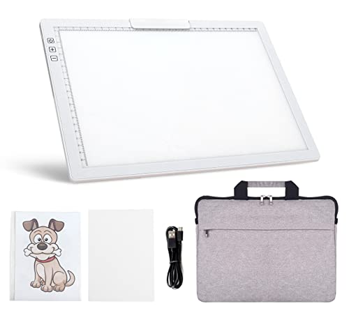 Rechargeable A4 LED Light Pad with Padded Case, YINGWOND Tracing Light Box w/Riser Stands and Paper Clip, 6 Levels of Brightness, Type-c Cable, YINGWOND