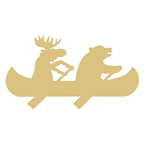 Bear Moose Cutout Unfinished Wood Camping Forest Animal Zoo Party Door Hanger MDF Shape Canvas Style 1 (6") Diverse Woodworking