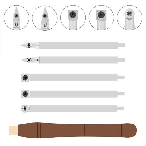 IMOTECHOM 5-Pieces Carbide Tipped Woodturning Tools Lathe Chisel Set with Stainless Steel Blade, Wooden Box IMOTECHOM