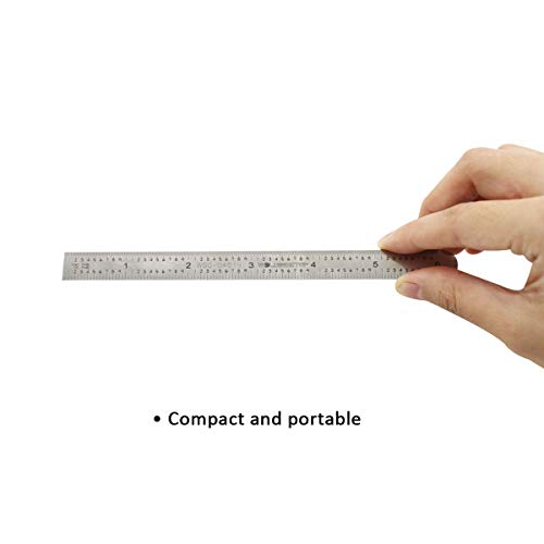 WeldingStop 6 in Machinist Ruler Scale 5R 10ths 1/100 1/32 1/64 Graduation Flexible Decimal Inch Steel Rule WeldingStop