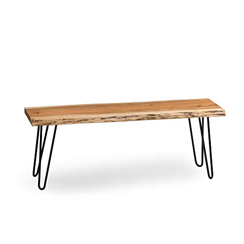 Alaterre Furniture Hairpin Natural Live Edge Wood with Metal 48" Bench, 48 Inch Alaterre Furniture