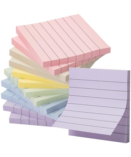 Mr. Pen- Lined Sticky Notes 3x3, 12 Pads, 720 Sheets in Total, Morandi Colors, Sticky Notes with Lines, Sticky Note Pads, Sticky Pads, Sticky Notes Mr. Pen