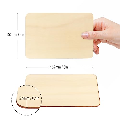 80 Pieces Rectangle Unfinished Wood Pieces, 4 x 6 Inch Natural Wood Cutout Tiles for DIY Crafts, Painting, Carving and Home Decor, Coasters, GNIEMCKIN