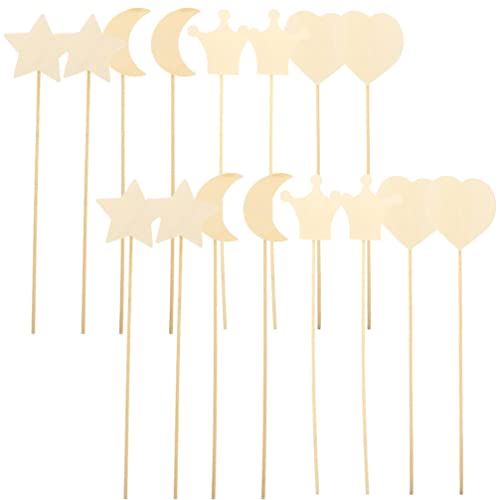 Toyvian Craft Supplies 12PCS Princess Fairy Wands Kit, Wooden Fairy Wands, Unfinished Wooden DIY Fairy Sticks Crafts Adorable Moon Wand for Girls Toyvian