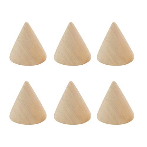 10pcs Unpainted Wooden Cones Ring Holder Jewelry Display Stand DIY Craft EXCEART