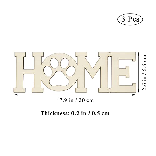 3pcs Home Paw Wood Sign Blank Wooden Dog Cat Paw Plaque Unfinished Wood DIY Crafts Cutouts Ornaments for Puppy Pet House Door Wall Decorative, Creaides