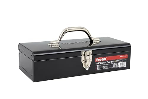 Pro-Lift Steel Tool Box – 14-inch Metal Toolbox Portable with Handle – Heavy Duty Metal Latch Closure Small Carry Storage Box Tools Organizer Pro-LifT