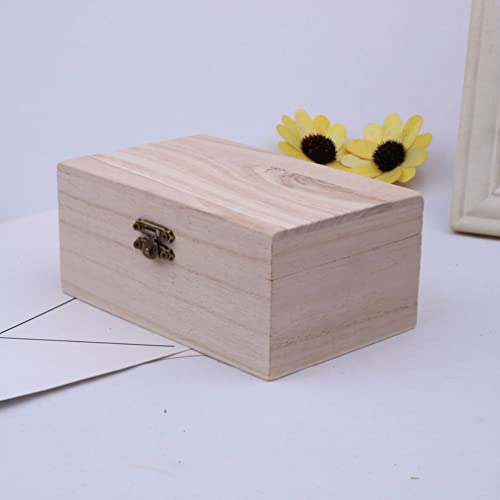 TOYANDONA 5Pcs Unfinished Wooden Boxes, Unfinished Wood Boxes Unpainted Wooden Boxes for Crafts DIY Wood Box with Hinged Lid Art Hobbies Jewelry Box TOYANDONA