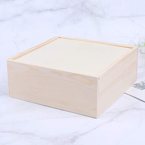 Kisangel 1Pc Gift Box With Lids Sliding- Lid Wooden Boxes Decorative Storage Boxes Wooden Unfinished Storage Box for Birthday Party (20 * 20 * 8) Kisangel