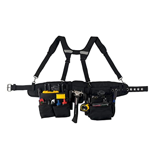Dead On Tools DO-FR One Size Fits All 2-Bag Carpenter's and Framer's Construction Rig with Suspenders and 24 Pockets in Grey and Black Dead On Tools