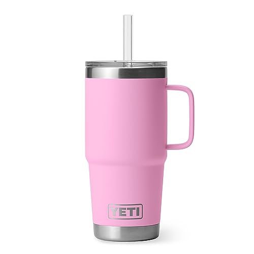 YETI Rambler 25 oz Straw Mug, Vacuum Insulated, Stainless Steel, Power Pink YETI