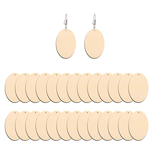 Unfinished Wood Blank Earrings 50pcs Wooden Craft Drop Dangle Earrings for DIY Jewelry Making Materials TOYANDONA