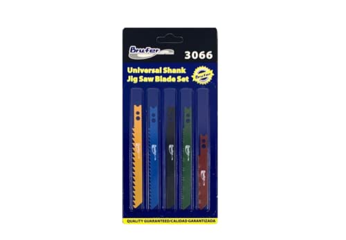 BRUFER 03066 Universal Shank Jig Saw Blade Set - Includes 5 Sets of 5 Blades - 25 Pieces Total BRUFER Quality Products