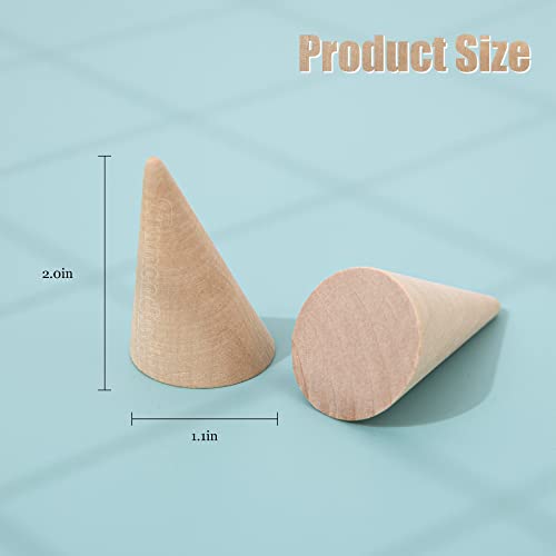 Framendino, 10 Pack Natural Wood Cone Ring Holder Finger Jewelry Display Stand Organizer for Jewelry Display DIY Craft (Tilted Shaped) Framendino